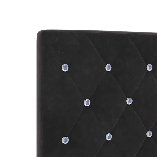 Box spring krevet s uzglavljem Crna 200 x 200 cm Baršun - Crna 200 x 200 cm Kristal s dugmadima Cijena