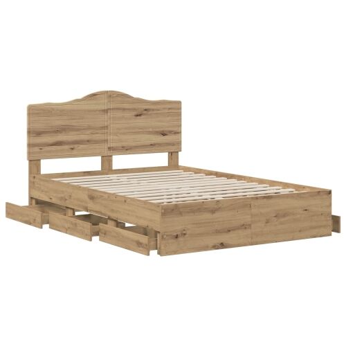 Bed Frame with Storage and Headboard Artisan Oak 160 x 200 cm Cijena