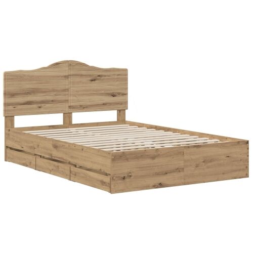 Bed Frame with Storage and Headboard Artisan Oak 160 x 200 cm Cijena