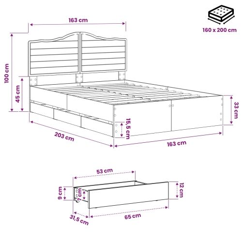 Bed Frame with Storage and Headboard Artisan Oak 160 x 200 cm Cijena