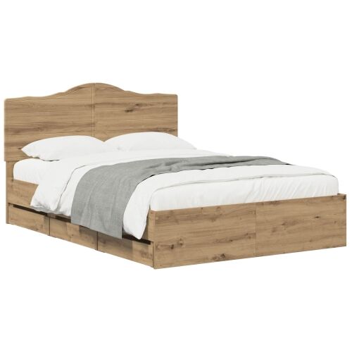 Bed Frame with Storage and Headboard Artisan Oak 140 x 190 cm Cijena