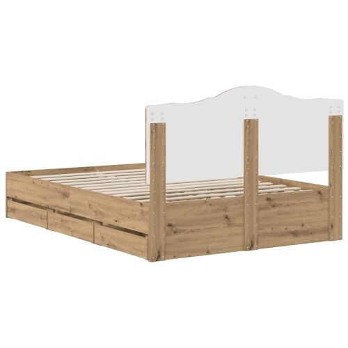 Bed Frame with Storage and Headboard Artisan Oak 140 x 190 cm Cijena
