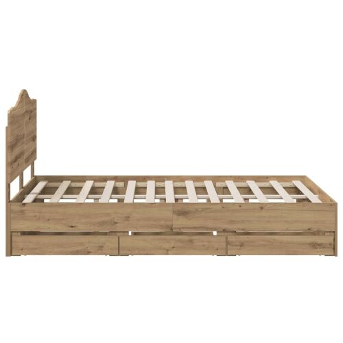 Bed Frame with Storage and Headboard Artisan Oak 140 x 190 cm Cijena