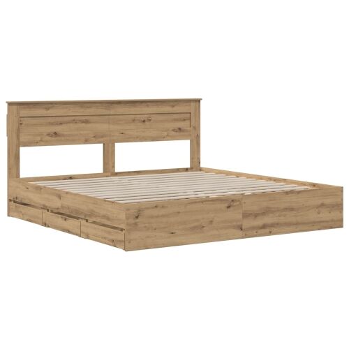 Bed Frame with Storage and Headboard Artisan Oak 180 x 200 cm Cijena