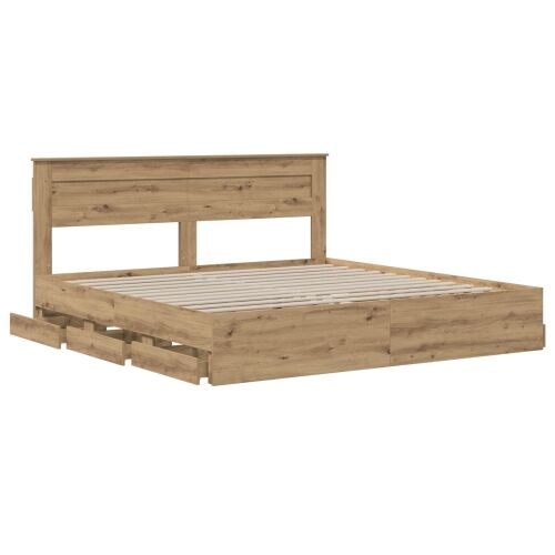 Bed Frame with Storage and Headboard Artisan Oak 180 x 200 cm Cijena