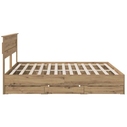 Bed Frame with Storage and Headboard Artisan Oak 180 x 200 cm Cijena