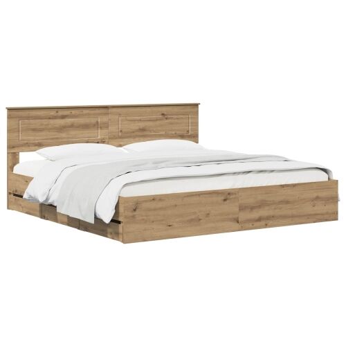 Bed Frame with Storage and Headboard Artisan Oak 180 x 200 cm Cijena