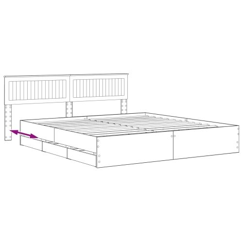 Bed Frame with Storage and Headboard Artisan Oak 180 x 200 cm Cijena