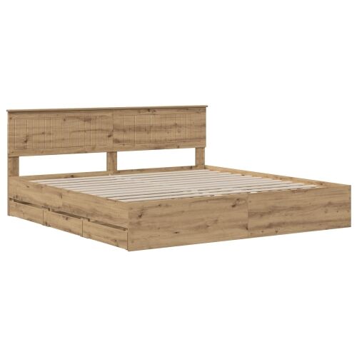 Bed Frame with Storage and Headboard Artisan Oak 180 x 200 cm Cijena