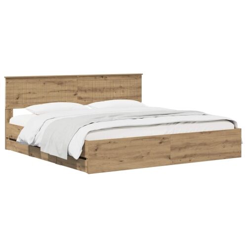 Bed Frame with Storage and Headboard Artisan Oak 180 x 200 cm Cijena