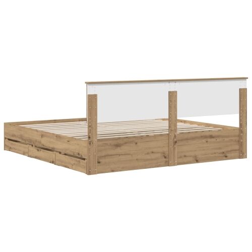 Bed Frame with Storage and Headboard Artisan Oak 180 x 200 cm Cijena