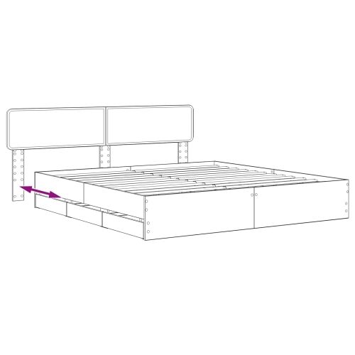 Bed Frame with Storage and Headboard Artisan Oak 180 x 200 cm Cijena