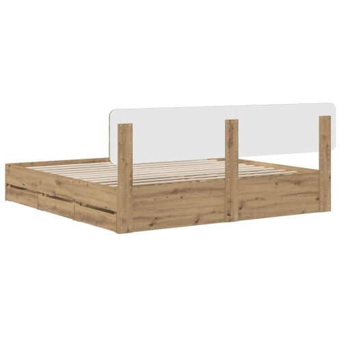 Bed Frame with Storage and Headboard Artisan Oak 180 x 200 cm Cijena