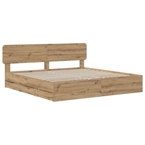 Bed Frame with Storage and Headboard Artisan Oak 180 x 200 cm Cijena