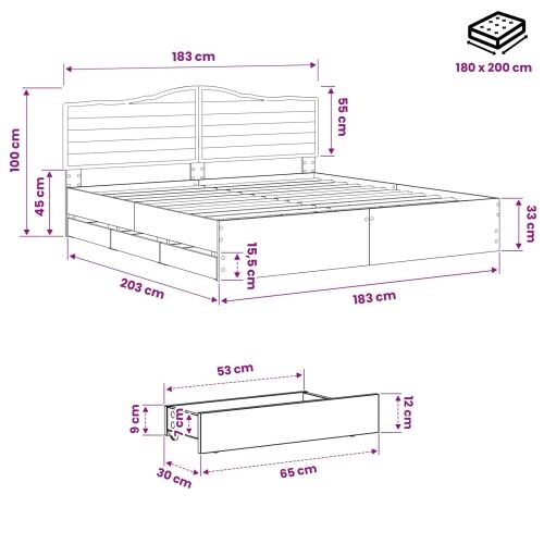 Bed Frame with Storage and Headboard Artisan Oak 180 x 200 cm Cijena