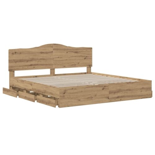 Bed Frame with Storage and Headboard Artisan Oak 180 x 200 cm Cijena