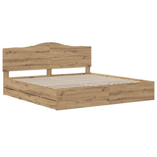 Bed Frame with Storage and Headboard Artisan Oak 180 x 200 cm Cijena