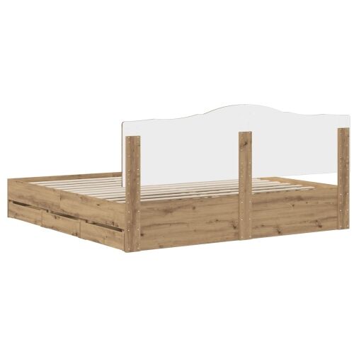 Bed Frame with Storage and Headboard Artisan Oak 180 x 200 cm Cijena