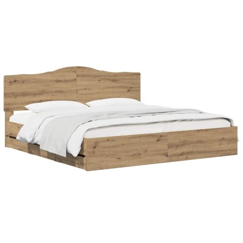 Bed Frame with Storage and Headboard Artisan Oak 180 x 200 cm Cijena