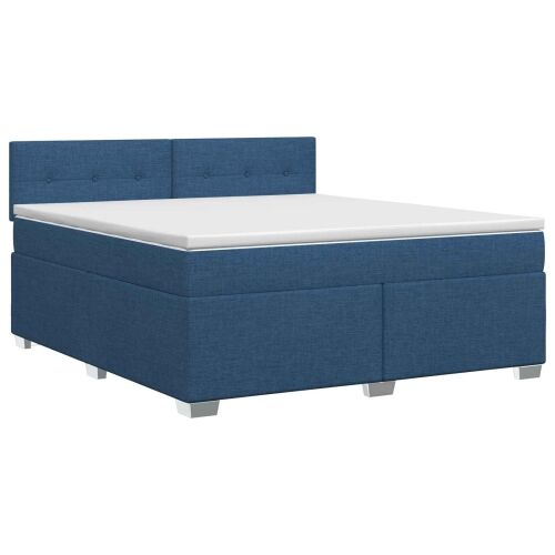 Boxspring krevet s madracem Plava 180 x 200 cm Tkanina - Plava 180 x 200 cm Prošiveno gumbima Cijena