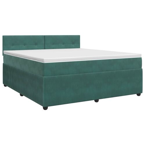 Boxspring krevet s madracem Tamnozelena 160 x 200 cm Baršun - Tamnozelena 160 x 200 cm Prošiveno gumbima Cijena