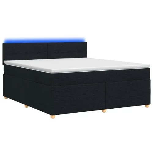 Boxspring krevet s madracem Crna 160 x 200 cm Tkanina - Crna 160 x 200 cm Prošiveno gumbima Cijena