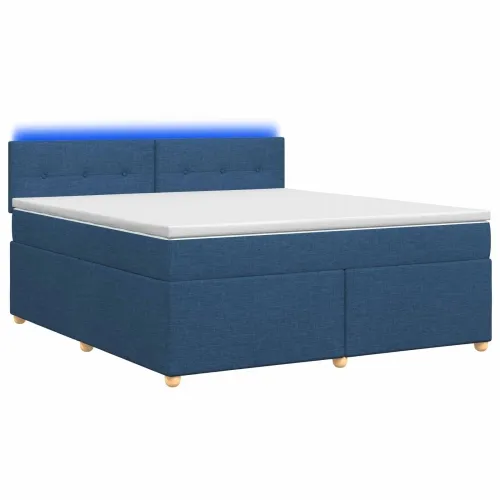 Boxspring krevet s madracem Plava 180 x 200 cm Tkanina - Plava 180 x 200 cm Prošiveno gumbima Cijena