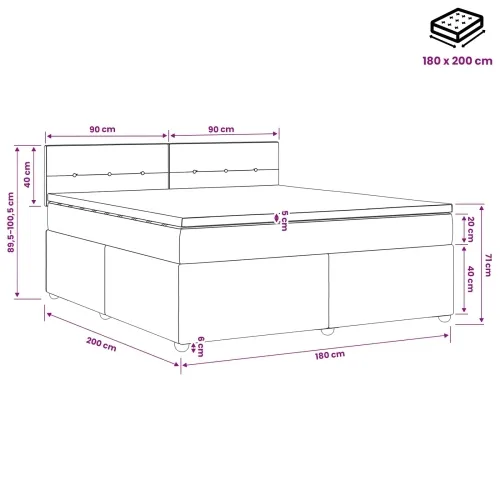 Boxspring krevet s madracem Plava 180 x 200 cm Tkanina - Plava 180 x 200 cm Prošiveno gumbima Cijena