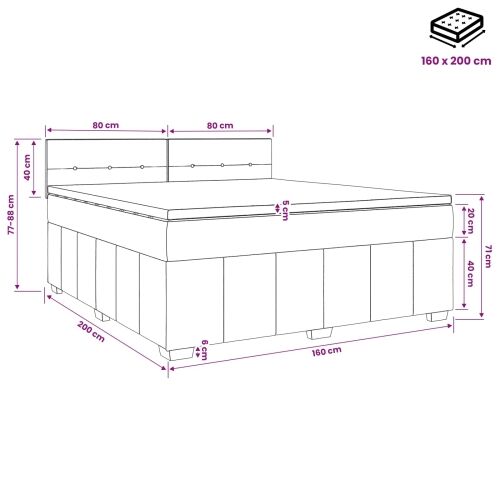 Boxspring krevet s madracem Crna 160 x 200 cm Tkanina - Crna 160 x 200 cm Prošiveno gumbima Cijena