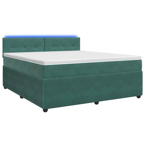 Boxspring krevet s madracem Tamnozelena 160 x 200 cm Baršun - Tamnozelena 160 x 200 cm Prošiveno gumbima Cijena