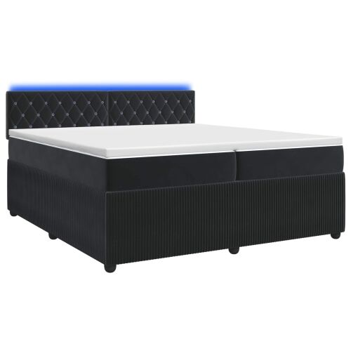 Boxspring krevet s madracem Crna 200 x 200 cm Baršun - Crna 200 x 200 cm Kristal s dugmadima Cijena
