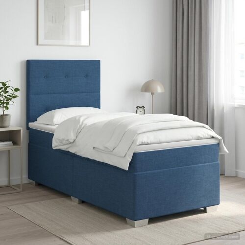 Boxspring krevet s madracem Plava 90 x 200 cm Tkanina - Plava 90 x 200 cm Prošiveno gumbima Cijena
