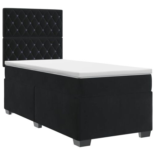 Boxspring krevet s madracem Crna 100 x 200 cm Baršun - Crna 100 x 200 cm Kristal s dugmadima Cijena