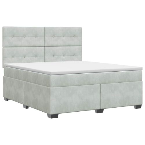 Boxspring krevet s madracem Svjetlosiva 160 x 200 cm Baršun - Svjetlosiva 160 x 200 cm Prošiveno gumbima Cijena