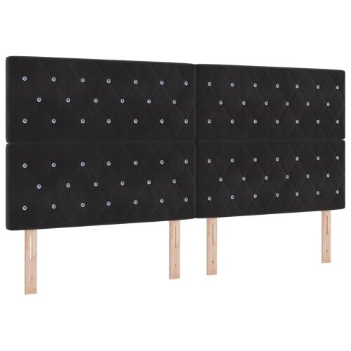 Boxspring krevet s madracem Crna 200 x 200 cm Baršun - Crna 200 x 200 cm Kristal s dugmadima Cijena