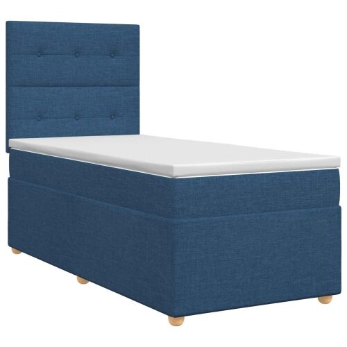 Boxspring krevet s madracem Plava 90 x 200 cm Tkanina - Plava 90 x 200 cm Prošiveno gumbima Cijena