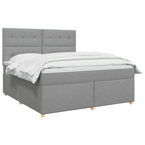Boxspring krevet s madracem Svjetlosiva 160 x 200 cm Tkanina - Svjetlosiva 160 x 200 cm Prošiveno gumbima Cijena