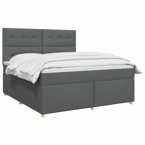 Boxspring krevet s madracem Tamnosiva 180 x 200 cm Tkanina - Tamnosiva 180 x 200 cm Prošiveno gumbima Cijena
