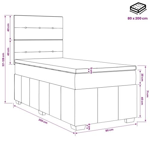 Boxspring krevet s madracem Crna 80 x 200 cm Tkanina - Crna 80 x 200 cm Prošiveno gumbima Cijena