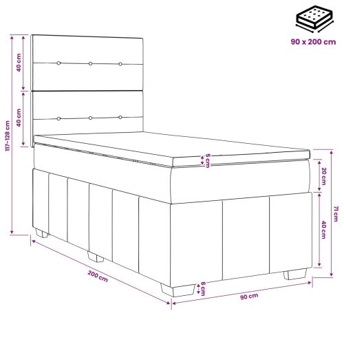 Boxspring krevet s madracem Plava 90 x 200 cm Tkanina - Plava 90 x 200 cm Prošiveno gumbima Cijena