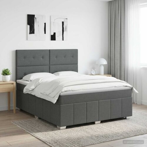 Boxspring krevet s madracem Tamnosiva 180 x 200 cm Tkanina - Tamnosiva 180 x 200 cm Prošiveno gumbima Cijena