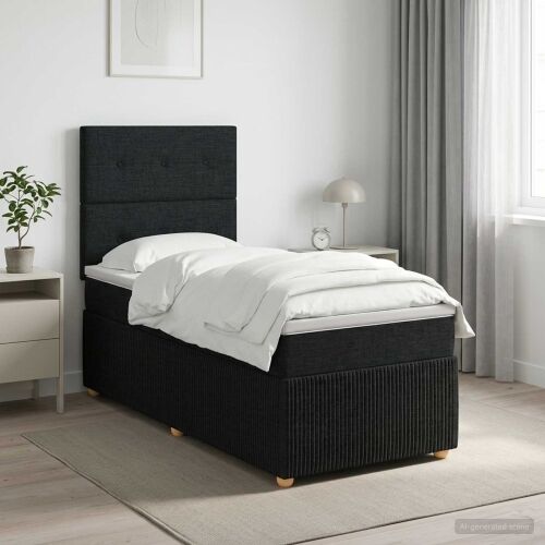 Boxspring krevet s madracem Crna 80 x 200 cm Tkanina - Crna 80 x 200 cm Prošiveno gumbima Cijena