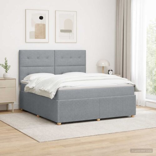 Boxspring krevet s madracem Svjetlosiva 160 x 200 cm Tkanina - Svjetlosiva 160 x 200 cm Prošiveno gumbima Cijena