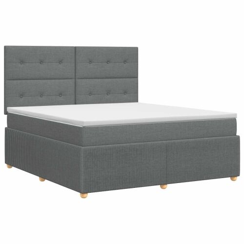 Boxspring krevet s madracem Tamnosiva 180 x 200 cm Tkanina - Tamnosiva 180 x 200 cm Prošiveno gumbima Cijena