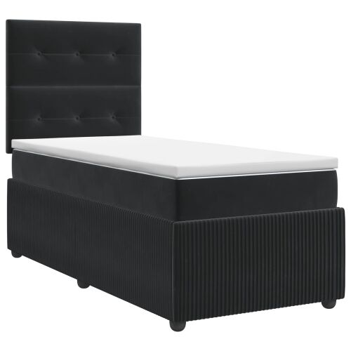 Boxspring krevet s madracem Crna 80 x 200 cm Baršun - Crna 80 x 200 cm Prošiveno gumbima Cijena