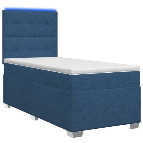 Boxspring krevet s madracem Plava 90 x 190 cm Tkanina - Plava 90 x 190 cm Prošiveno gumbima Cijena