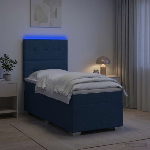 Boxspring krevet s madracem Plava 90 x 190 cm Tkanina - Plava 90 x 190 cm Prošiveno gumbima Cijena