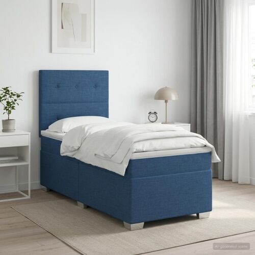 Boxspring krevet s madracem Plava 90 x 200 cm Tkanina - Plava 90 x 200 cm Prošiveno gumbima Cijena