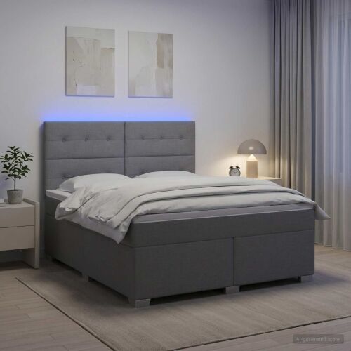 Boxspring krevet s madracem Svjetlosiva 160 x 200 cm Tkanina - Svjetlosiva 160 x 200 cm Prošiveno gumbima Cijena