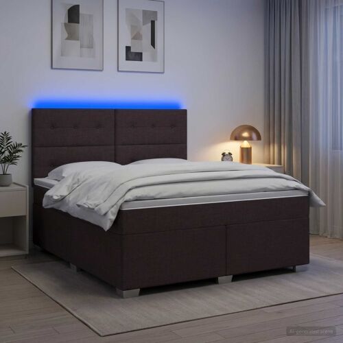 Boxspring krevet s madracem Tamno smeđa 160 x 200 cm Tkanina - Tamno smeđa 160 x 200 cm Prošiveno gumbima Cijena